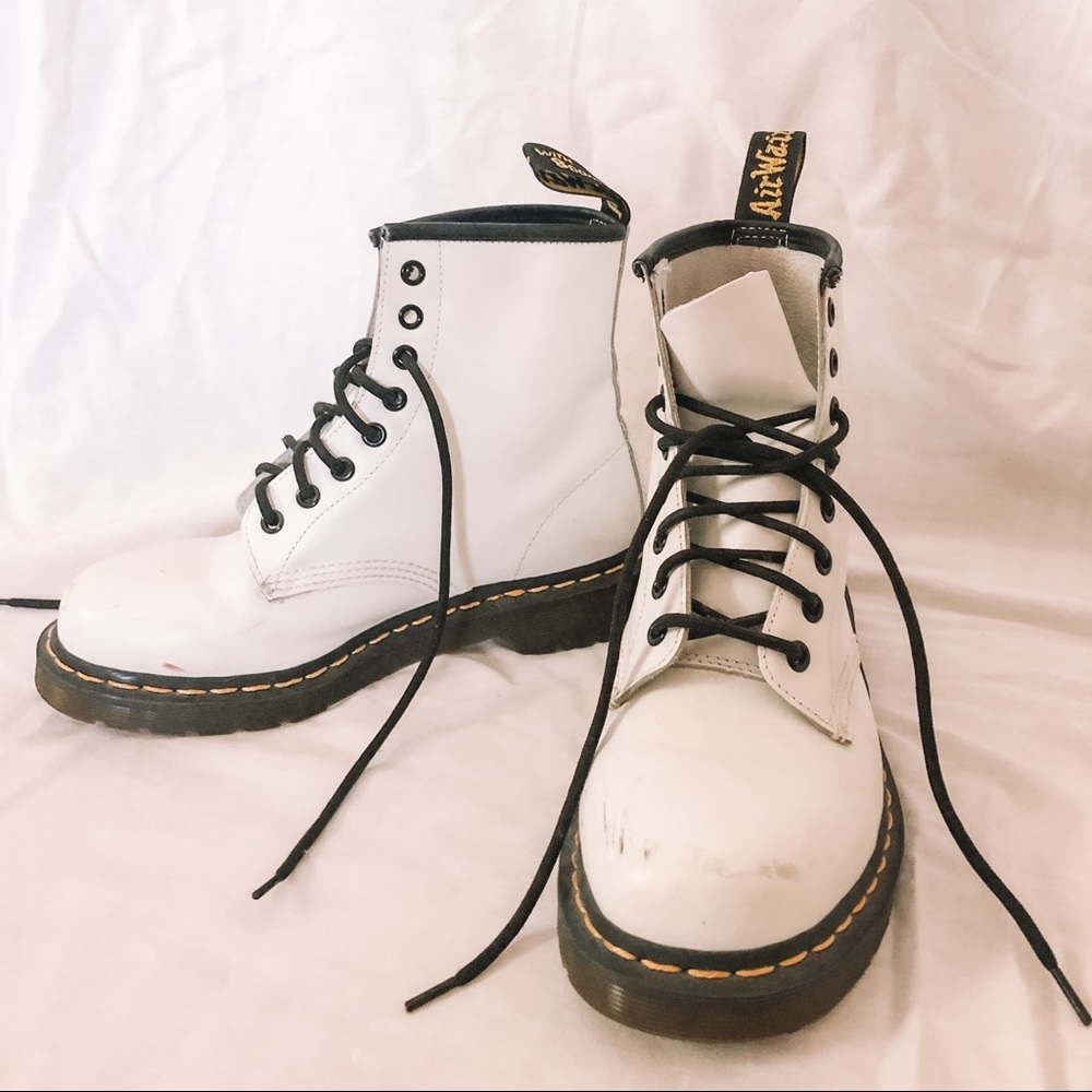 Doc Martens 1460 smooth white leather lace up boot